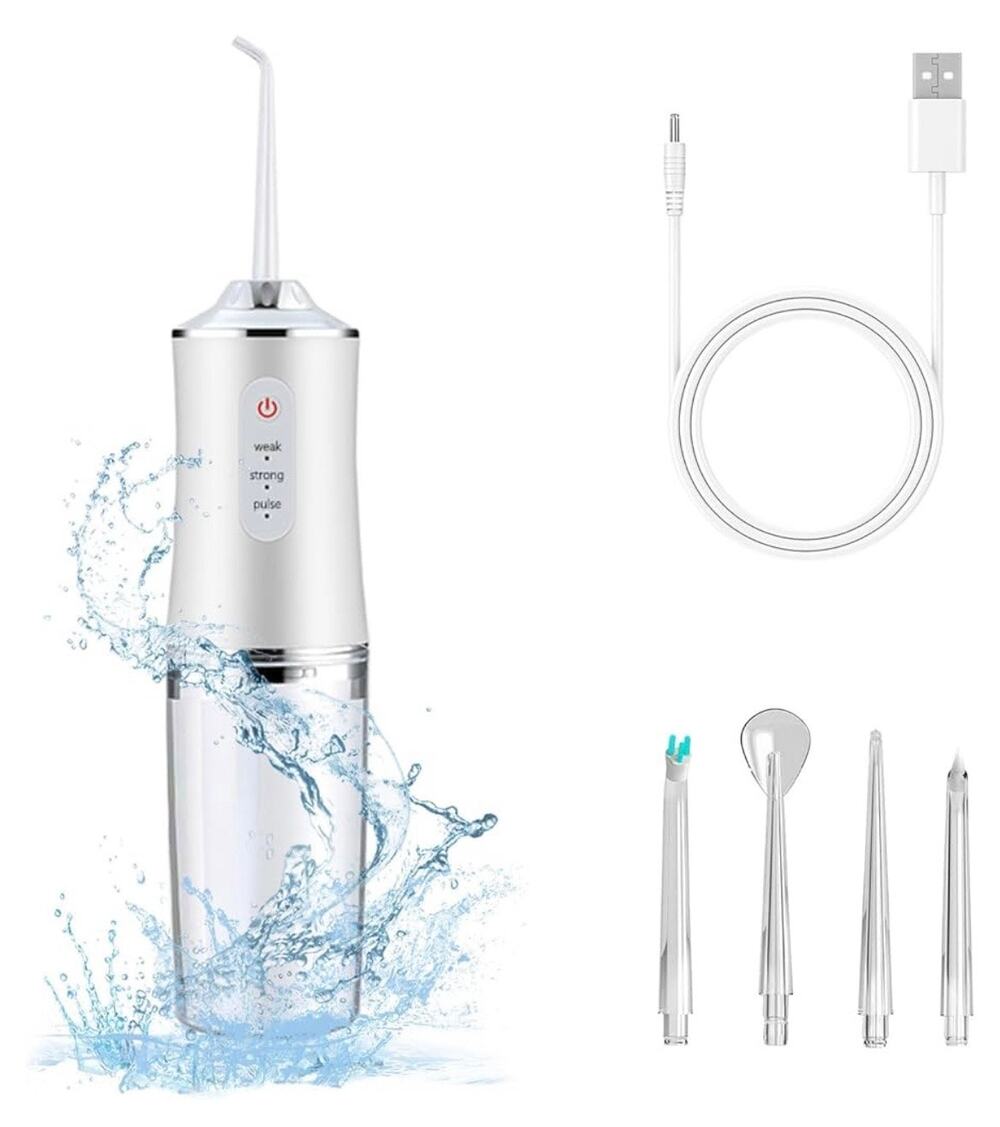 Portable Water Flosser Rechargeable Battery Cordless 4 Floss Picks Teeth Cleaner